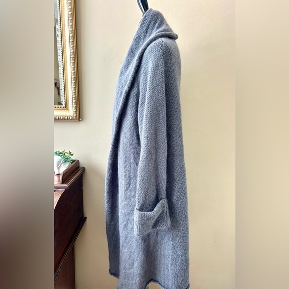 Soft Surroundings Telluride Topper Cardigan Gray Knit Sweater Coat Long Line L - Picture 4 of 14
